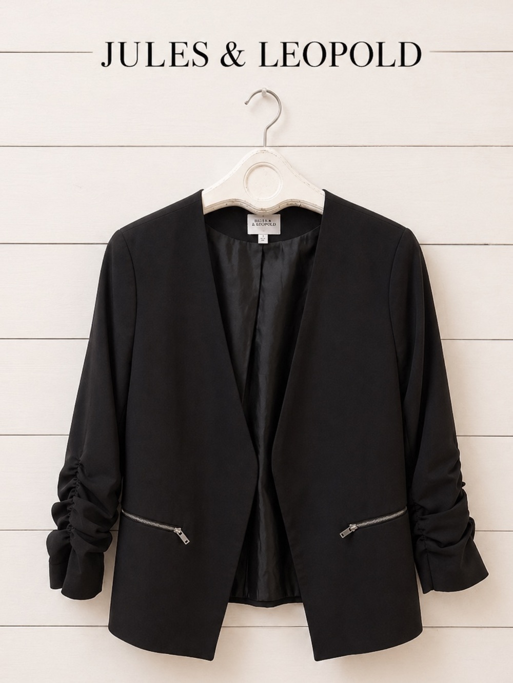 JULES & LEOPOLD Black Open Front Blazer L/G